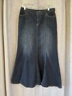 a.n.a long denim blue flare mermaid skirt SIZE 8 Country 90s 2000s Maxi 32W