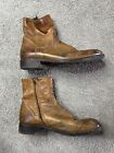 To Boot New York Adam Derrick Men's Harrison Burnished Side Zip Boots Sz 9 Brown
