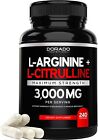 L-Arginine 1000mg L-Citrulline 2000mg 240Caps Amino Acid Non GMO/Gluten Free