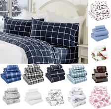 100% Cotton Flannel Flannelette Sheet Set Luxury Winter Flat/Fitted /Pillowcases