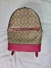 Coach C5679 Kenley Backpack Signature Canvas and Leather Pink/Tan Gold Hardware