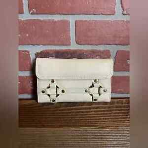 AJ Valenci | Ivory Leather Envelope Clutch Wallet