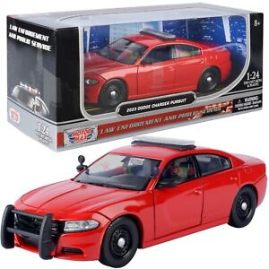 MOTORMAX 2023 DODGE CHARGER POLICE CAR BLANK RED W/ LIGHTBAR 1/24 Diecast 76996