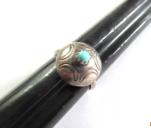 Vintage Fred Harvey Era Sterling Silver Turquoise domed Ring Size 6 3/4 NAVAJO