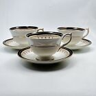 Aynsley Footed Cup Saucer Sets Leighton Cobalt Porcelain England 1646 3Pc