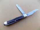 Schrade Walden NY USA Trapper Knife Green Bone Stag Handle