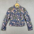 Free People Meadow Quilted Floral Jacket Zip Up Boho Beaded Size Medium