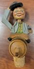 New ListingVintage 1940s Man On Barrel Wood Carved Painted Mechanical Bottle Stopper **