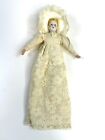 Vintage Porcelain China Doll Off White Cream Lace Dress Blonde Hair Victorian