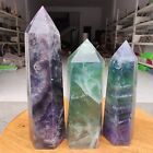 New Listing5.8LB 3pcs Natural Fluorite Obelisk Quartz Crystal Wand Point Specimen Healing