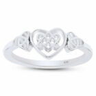 Celtic Knot Heart Ring for Women's 14k White Gold Plated 925 Sterling Silver