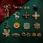 Vintage Baroque Plated Crytal Pearls Pin Brooches Flower Animal Brooch for Women