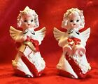 Vintage 1950s Relco Christmas Ermine Angel S & P Shakers Japan Spaghetti Mid Cen