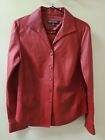 NWOT LAFAYETTE 148 red soft Lambskin leather buttons front jacket shirt size 4
