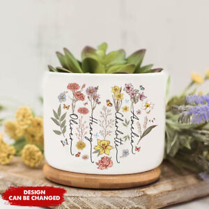 Custom Birth Month Flower Plant Pot, Mother's Day Gift for Grandma