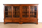 Monumental Georgian Carved Pine Glass Front Four-Door Bookcase, Circa 1900