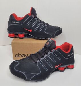 Rare Nike Shox NZ EU Black Men's 13 Black Red Grey Nubuck 325201-060