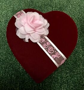 Vintage Valentines Red Velvet and Satin Heart Candy Box 9”