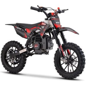 MotoTec Thunder 50cc 2-Stroke Kids Gas Dirt Bike RED Mini Off-Road Sports Ride ✅