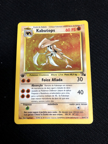 Portuguese Pokemon 1st Edition Kabutops 9/62 Fossil Holo NM 1999 Near Mint - PL3