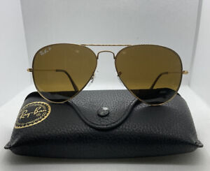 Ray-Ban 58mm Aviator Classic Gold Sunglasses - Brown Glass Polarized