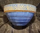 Vintage Clay City McCoy Blue Pottery Bowl 10 Inch Heavy Duty Windowpane Leaves