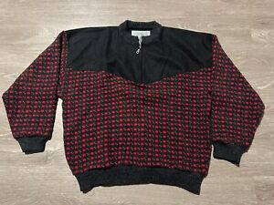 VTG Devold Mens Wool Sweater XXL Black Red 1/4 Zip Chunky Knit Norwegian Jumper