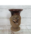 Vintage Funny Face Vase Clay Pottery Stoneware