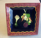 Gates Ware By Laurie Gates Large 12” Square Platter- Vegetable & Polka Dot