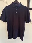 Ralph Lauren Purple Label Men Knit Shirt L Solid Purple Polo Collar Short Sleeve