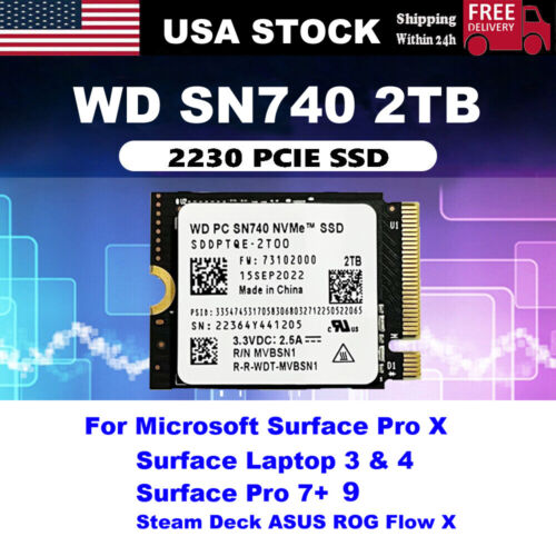 NEW WD 2TB M.2 2230 SSD NVMe PCIe4x4 SN740 For Steam Deck ASUS ROG Dell Laptop