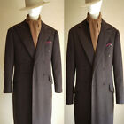 Vintage Brown 100% Cashmere Mens Long Overcoat Double Breasted Outerwear Coats