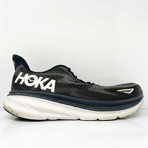 Hoka One One Mens Clifton 9 1127895 BWHT Black Running Shoes Sneakers Size 11 D