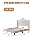 Full Queen King Size Platform Bed Frame with Upholstered Tufted Headboard US