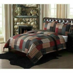 King Size Bedding Quilt Set Rustic Lodge Farm Cabin Country Patchwork Design New