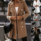 Women Wool Trench Coat Long Jacket Double Breasted Winter Warm Overcoat Outwear