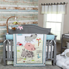 New Baby BOY GIRL GRAY GREEN FARM FRIENDS COW PIGGY COTTON 4pc Crib Bedding Set