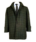 Green Tweed 38S Overcoat w/ Sherpa Liner VTG Red & Black Check