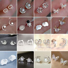 925 Silver Cubic Zirconia Small Ear Stud Earrings Women Wedding Charm Jewelry