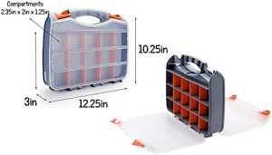 2 Sided Customizable Craft Storage Box Adjustable Dividers Carrying Case 12in