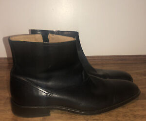 Johnston & Murphy black leather boot 12M SIDE zip