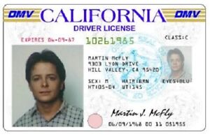 1985 Back To The Future Drivers License Prop Marty McFly Michael J. Fox ⏲