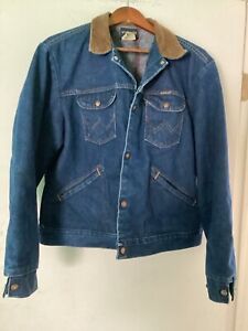 Men’s Vintage Wrangler Denim Jean Cowboy Biker Jacket 44 Montana