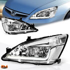 For 03-07 Honda Accord LED DRL Chrome Housing Clear Corner Headlight/Lamp Pair (For: 2007 Honda Accord)