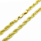 10k Yellow Gold 5mm Diamond Cut Rope Italian Chain Pendant Necklace Mens 22