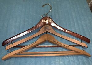 Vintage * Wood Clothes Hangers * Lot Of 3 * Macys, Helmsley Hotel, Mansion House