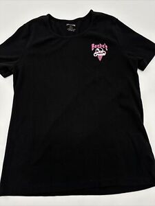 Bebes Icecream T-Shirt Women Large Black Solid White Stag…#6650