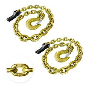 2-Pack Grade 80 Trailer Safety Chain 35 Inch with 5/16'' Clevis Snap Hook