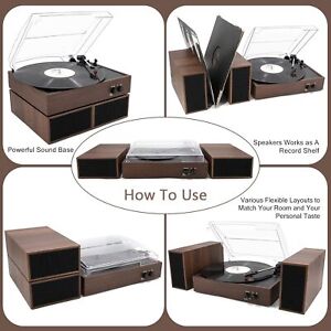 Record Player with Stereo Speakers Turntable for Vinyl belt drive with 3 Speeds