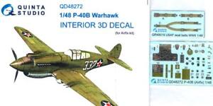 Quinta Studios 1/48 CURTISS P-40B WARHAWK 3D DECAL COLORED INTERIOR SET Airfix